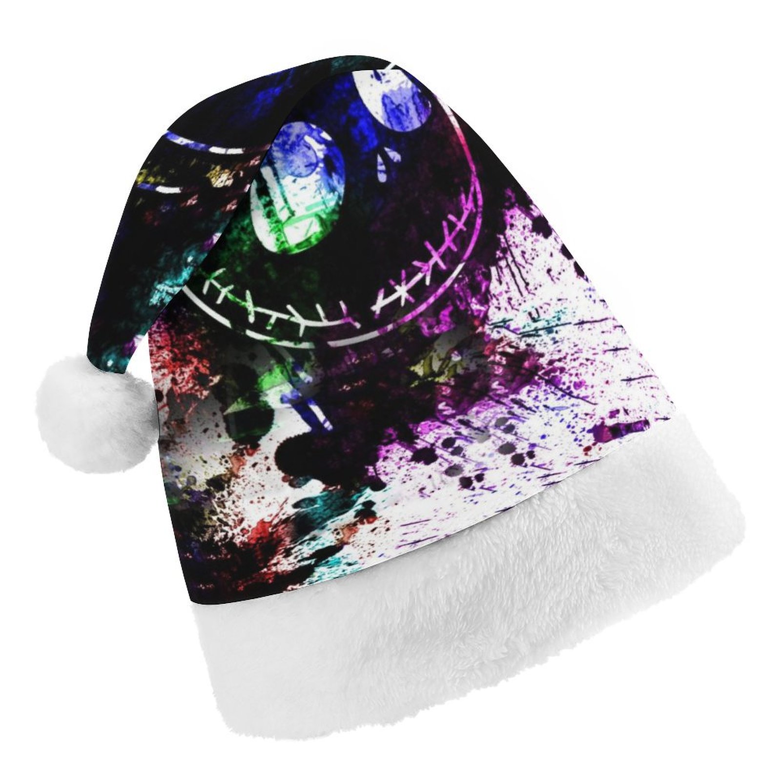 The Nightmare Before Christmas Jack Skellington Skull Christmas Hat for Adult And Kids Xmas Decor Ornaments Christmas New Year Festive Holiday Party Supplies Plush Santa Claus Hats